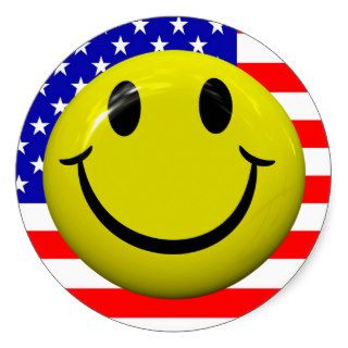 American Flag Smiley Face Stickers