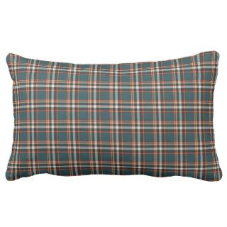 Teal, Black and Red Urban Plaid Lumbar Cushion Pillow