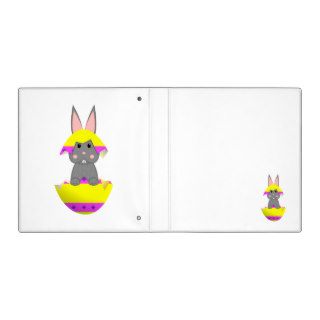 Gray Bunny In A Yellow Egg 3 Ring Binder