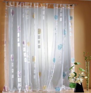 Gardine, Vorhang, Schlaufenschal, hochwertiger Ausbrenner mit Bleibandabschlu, Farbe Flieder 245 x 125 cm: Küche & Haushalt