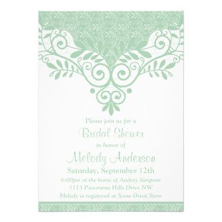 Vintage Mint Green Lace Floral Bridal Shower Custom Invitation