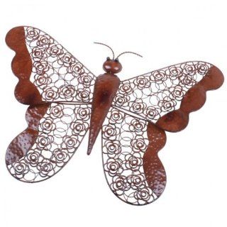 Groer Schmetterling Wanddeko aussen 65x45cm braun Gartendeko Wanddekoration Garten Metall: Garten