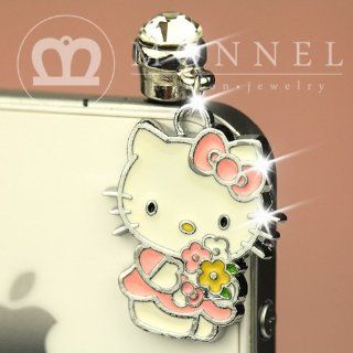 ip251 Cute Hello Kitty Holding Flowers Anti Dust Plug Cover Charm for iPhone 3.5mm Cell Phone: Cell Phones & Accessories