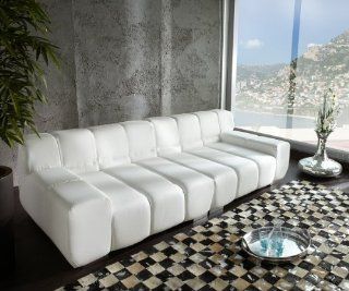 Sofa Monaco 270x115 cm Weiss Chrom Design Couch Abgesteppt: Küche & Haushalt