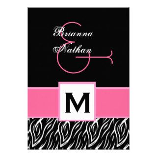 Pink White Black Zebra Flame Template Personalized Invitation