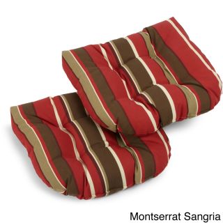 Blazing Needles Tropical/ Stripe All weather U shaped Outdoor Chair Cushions (set Of 2)