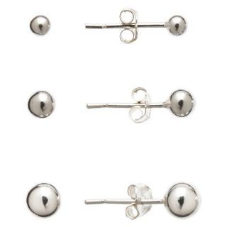 Sterling Silver 3 Pair Ball Earring Set