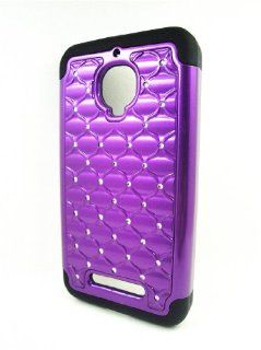 Thousand Eight(TM)For Alcatel One Touch Fierce 7024T/7024W Diamond Studded Silicone Rubber Skin Hard Case + [FREE LCD Screen Protector Shield(Ultra Clear)+Touch Screen Stylus] (purple/black): Cell Phones & Accessories