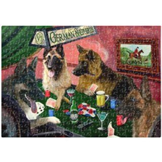 German Shepherd Puzzle 252 Pc. with Photo Tin Four Dogs Playing Poker   Plaques