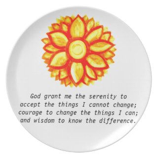 The Serenity Prayer with Red Yellow Lotus Blossom Party Plates