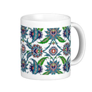 Tile Turkish Iznik Girih Ethnic Floral Pattern Coffee Mugs