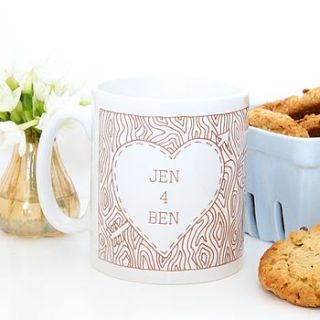 personalised tree trunk mug by claire close
