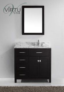 Virtu USA MS 2136L WMRO ES 36 Inch Caroline Parkway Single Round Sink Bathroom Vanity, Espresso    