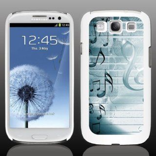 Music Samsung Galaxy s3 White Phone Case Designs (Teal Music Notes)   White Protective Hard Case: Cell Phones & Accessories