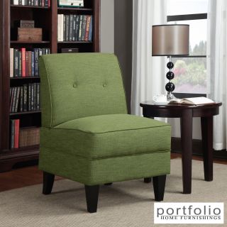 Portfolio Engle Apple Green Linen Armless Chair