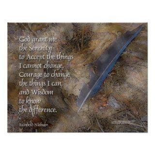 Serenity Prayer Blue Jay Feather Poster