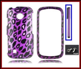 For LG VN270 Cosmos Touch  US Cellular/Verizon Phone Case Cover Faceplates Glossy Leopard Purple Front/Back + Purple Stylus Touch Screen Pen + One FREE Purple 3.5mm Bling Headset Dust Plug Cell Phones & Accessories