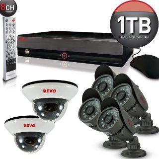Revo R84D2FB4F 1T 8 Channel 1TB H.264 DVR Security System  Complete Surveillance Systems  Camera & Photo