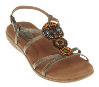 Earth Origins Pansy Leather Sandals with Bead Detail —