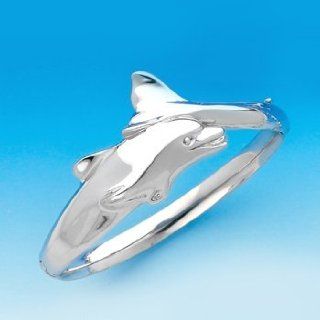 Sterling Silver Dolphin Wrap Bangle Bracelet: Jewelry