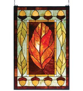 Harvest Festival Tiffany Stained Glass Window Panel 31 Inches H X 21 Inches W  