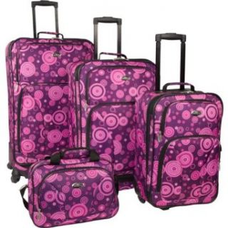 U.S. Traveler Purple Polka Dot 4 Piece Spinner Luggage Set (Purple): Clothing