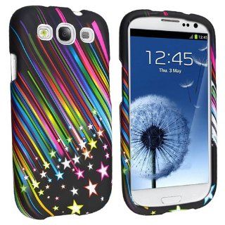 eForCity Snap on Rubber Coated Case Compatible with Samsung Galaxy S III/ S3, Rainbow Star: Cell Phones & Accessories