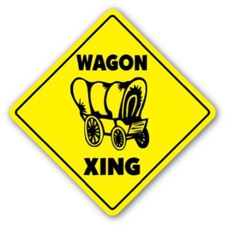WAGON CROSSING Sign xing gift novelty lover western wagon horse covered : Street Signs : Patio, Lawn & Garden