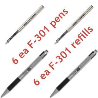 6 ea Zebra F 301 Ballpoint Retractable Pens & 6 Refills : Writing Pens : Office Products