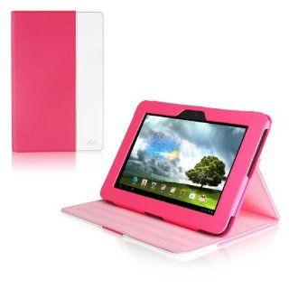 Manvex Slim and Compact Leather Folio Case Cover for the Asus MeMO Pad 10 ME301T   Built in Stand with Multiple Viewing Angles   Pink/White: Computers & Accessories