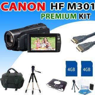 Canon Vixia Hf M301 Hf m301 Hfm301 Flash Memory Camcorders with 8gb Sdhc Memory Card, Memory Card Reader, Premium Deluxe Carrying Case, 57 Inch Tripod, Hdmi Cabel   Premium Kit : Camera & Photo
