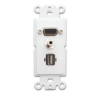 Cable Wholesale Decora Wall Plate Insert, 1 Vga Coupler + 1 3.5mm Coupler + 1 Usb Type A Coupler, White (301 3001)  : Electronics