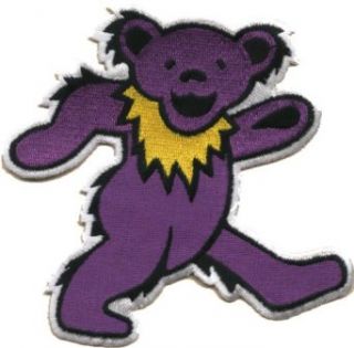 Grateful Dead   Large Dark Purple Jerry Bear with Yellow Necklace   Embroidered Iron On or Sew On Patch: Clothing