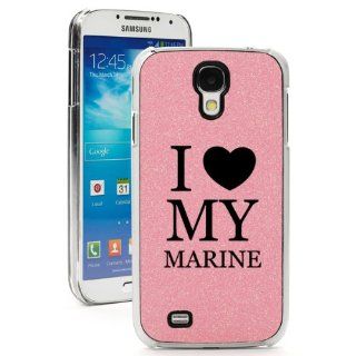 Pink Samsung Galaxy S4 SIV Glitter Bling Hard Case Cover GK148 I Love My Marine: Cell Phones & Accessories