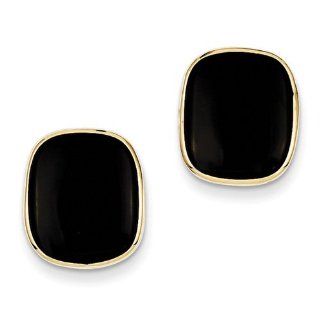14k Yellow Gold Black Onyx Earrings. Metal Wt  2.4g: Jewelry