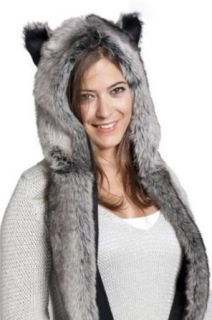 HONCHAN Faux Fur Animal Hoods Wolf Hats Multifunctional (Grey Wolf, One size fit all): Clothing