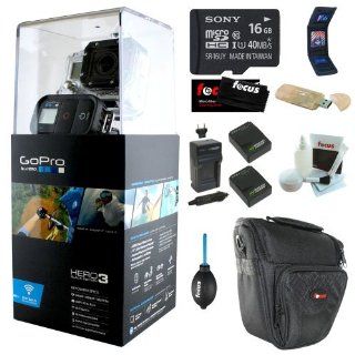 GoPro HERO3: Black Edition CHDHX 301 Wi Fi Video Camera + 2 Wasabi Battery Packs with Charger + Sony 16GB Class 10 Micro SDHC R40 Memory Card + Carrying Case + Accessory Kit : Camcorders : Camera & Photo