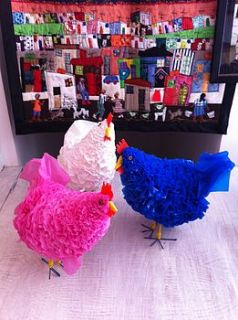 large recycled plastic chicken by exclusive roots