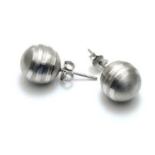 Modern Silver Designs Diamond Cut Sterling Silver Engraved Ball Earrings: Jewelry