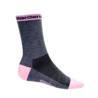 Giordana Merino Wool Cycling Socks   Grey w/Pink Accents   gi sock wool gypk : Sports & Outdoors