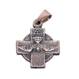 Dove with Cross   Holy Spirit medal   Pewter (1.7cm or 0.67" square): Holylandmarket: Jewelry