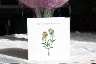 'with deepest sympathy' stitched flowers card by white mink