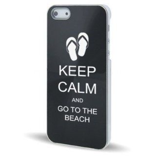 Apple iPhone 5 5S Black 5C625 Aluminum Plated Hard Back Case Cover Keep Calm and Go To The Beach Sandals Cell Phones & Accessories