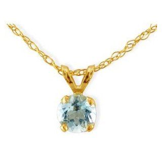 Aquamarine Jewelry: .45ct Aquamarine Solitaire Pendant in 14k Yellow Gold  Fine Gemstone Jewelry: Jewelry