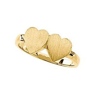White gold Double Heart Signet Ring: Jewelry