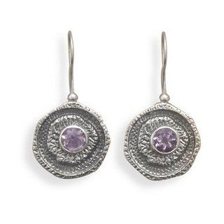 Amethyst Artisan Style Sterling Silver Earrings: Dangle Earrings: Jewelry