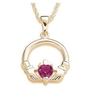 July Birthstone Claddagh Pendant   Personalized Jewelry Pendant Necklaces Jewelry