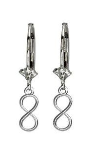 Mini Infinity Symbol Earrings, 4mm in 14K white gold: Drop Earrings: Jewelry