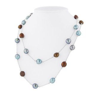 Honora Sterling Silver 8 9MM Baroque Denim Freshwater Cultured Pearl 36" Necklace: Pearl Strands: Jewelry