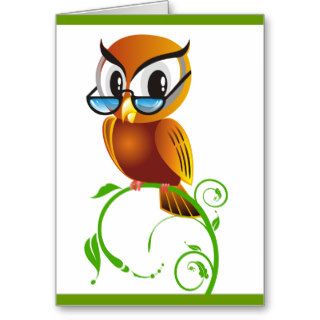 lechuza_Vector_Clipart cartoon owl teacher smart Greeting Cards